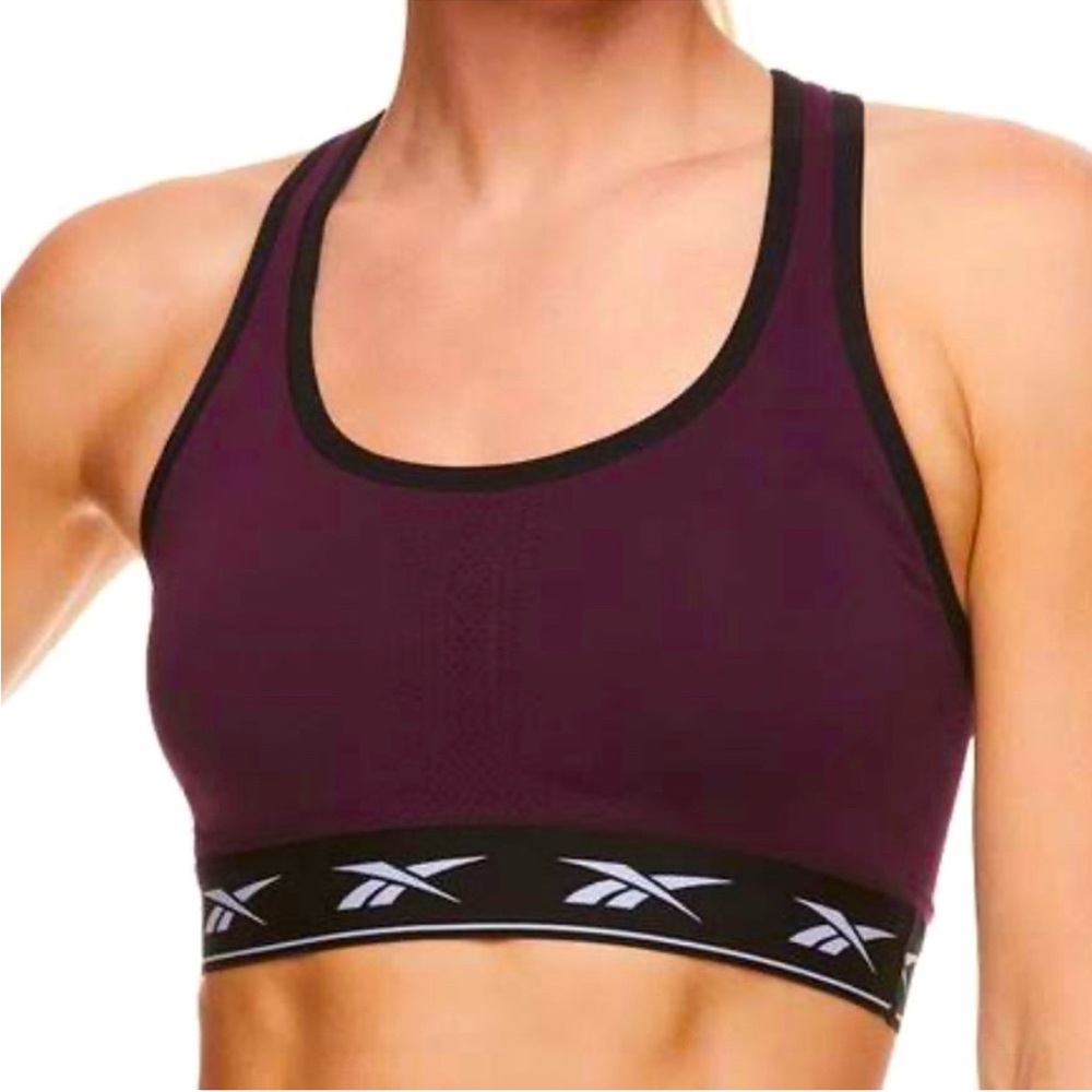 Reebok NWT Purple Sports Bra with Racerback Design and Wide Elastic Band